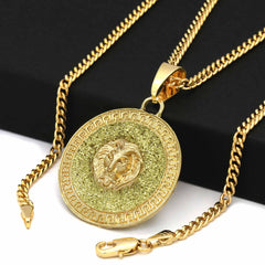 COIN LION NECKLACE PENDANT GOLD/GOLD