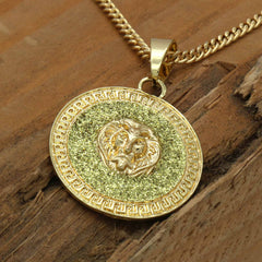 COIN LION NECKLACE PENDANT GOLD/GOLD