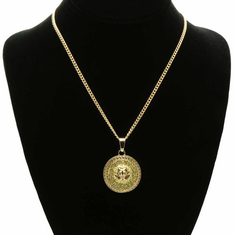 COIN LION NECKLACE PENDANT GOLD/GOLD