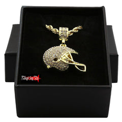 HELMET PENDANT WITH GOLD ROPE CHAIN