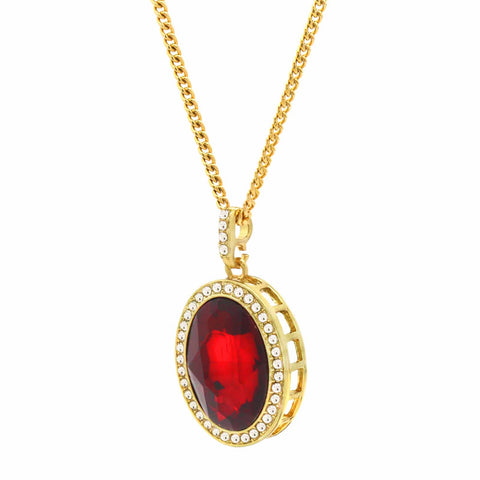 OVAL RUBY RED NECKLACE PENDANT