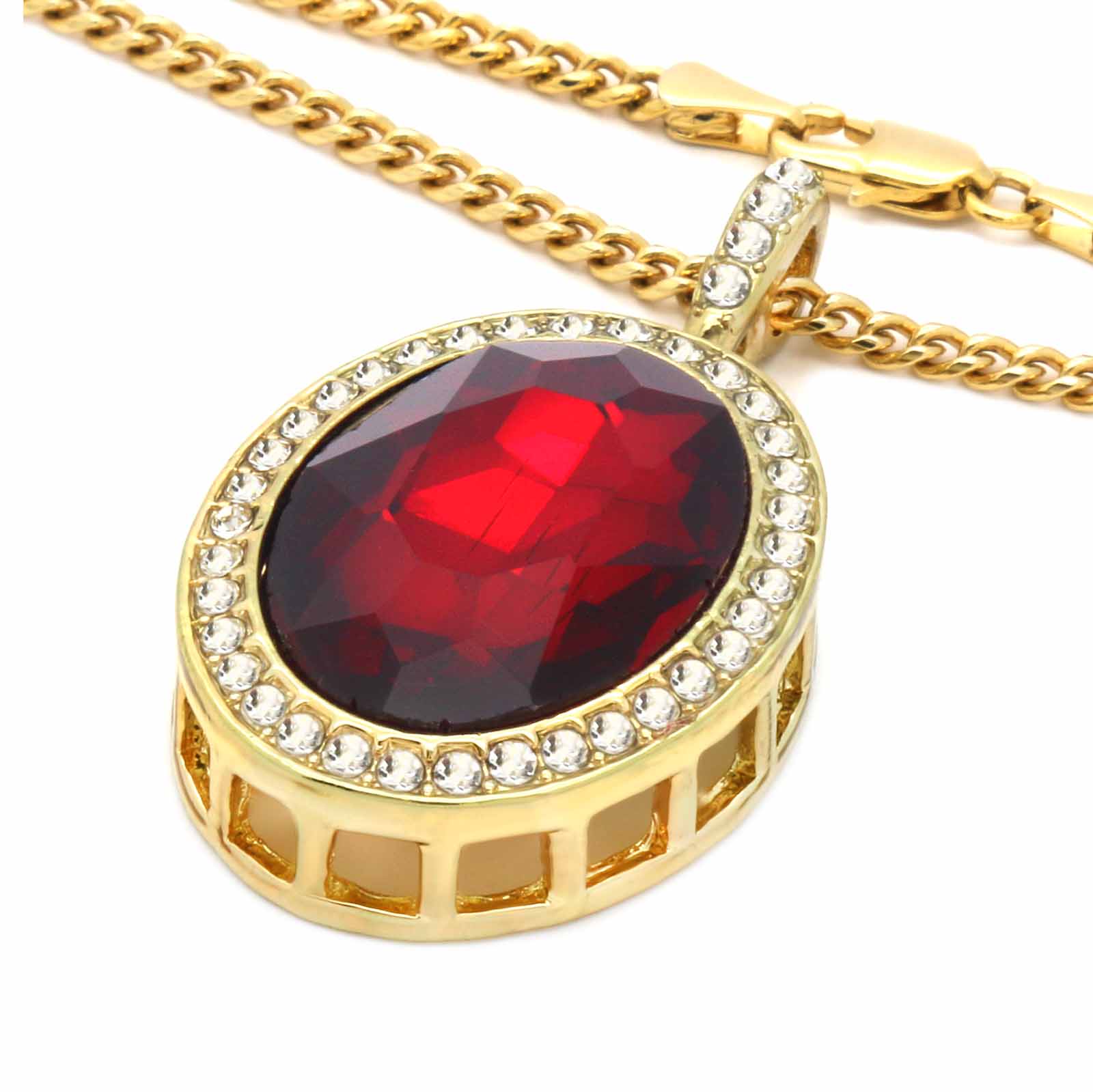 OVAL RUBY RED NECKLACE PENDANT