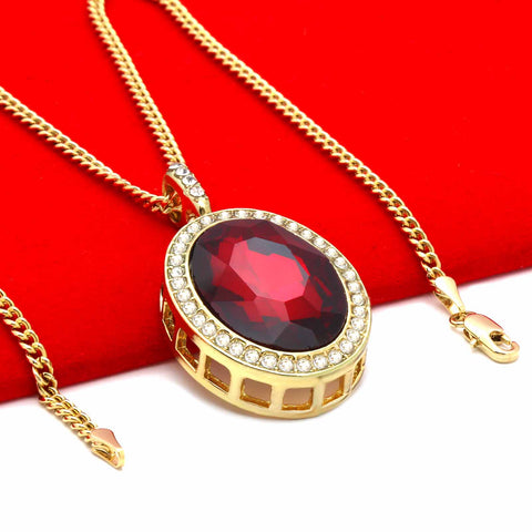 OVAL RUBY RED NECKLACE PENDANT