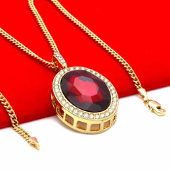 OVAL RUBY RED NECKLACE PENDANT