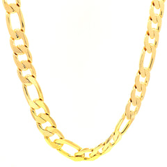 14K GOLD FINISH 30'' INCH 12MM WIDE FIGARO LINK CHAIN NECKLACE  24"/30"/9"