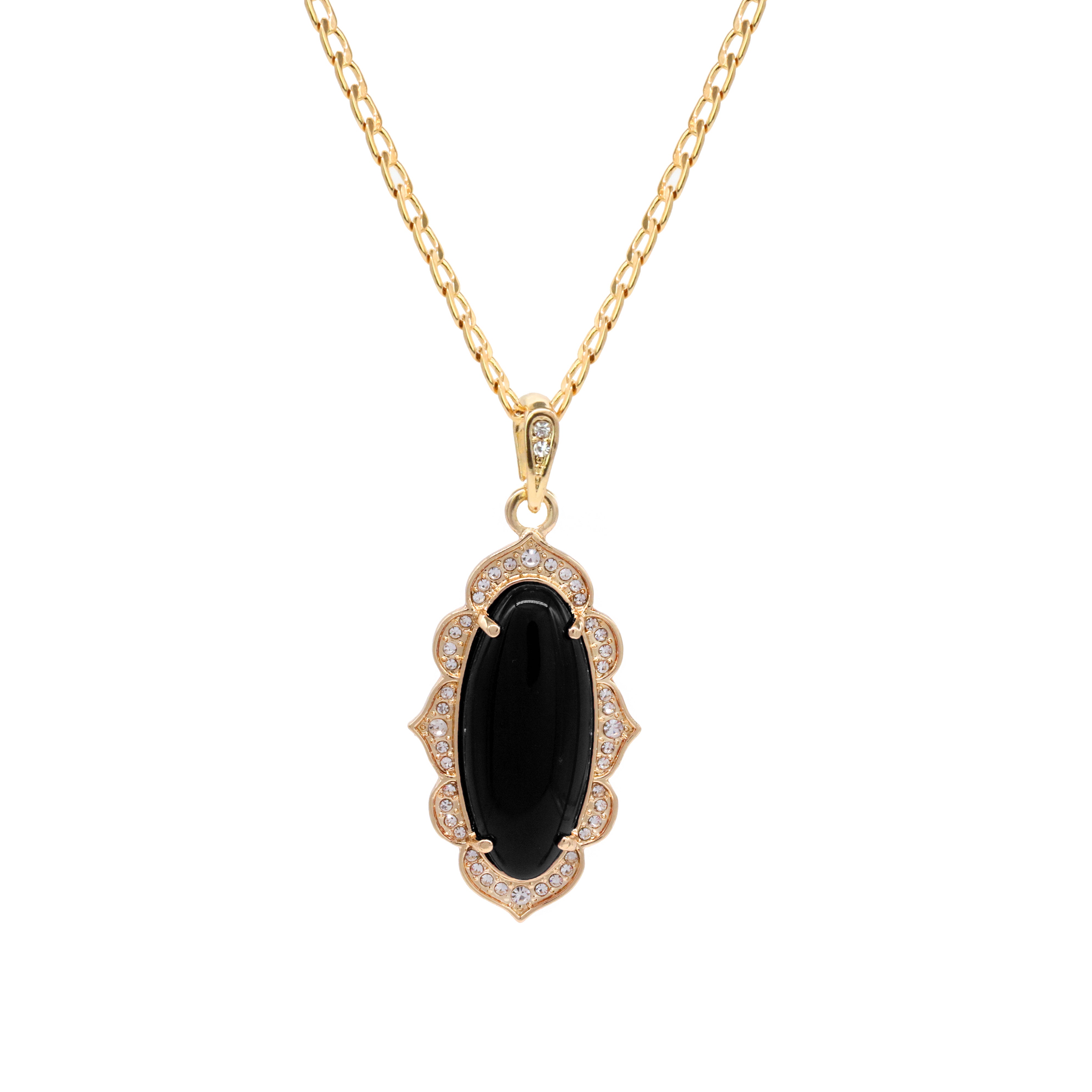 Black Oval Women's Jade Chain Pendant Necklace