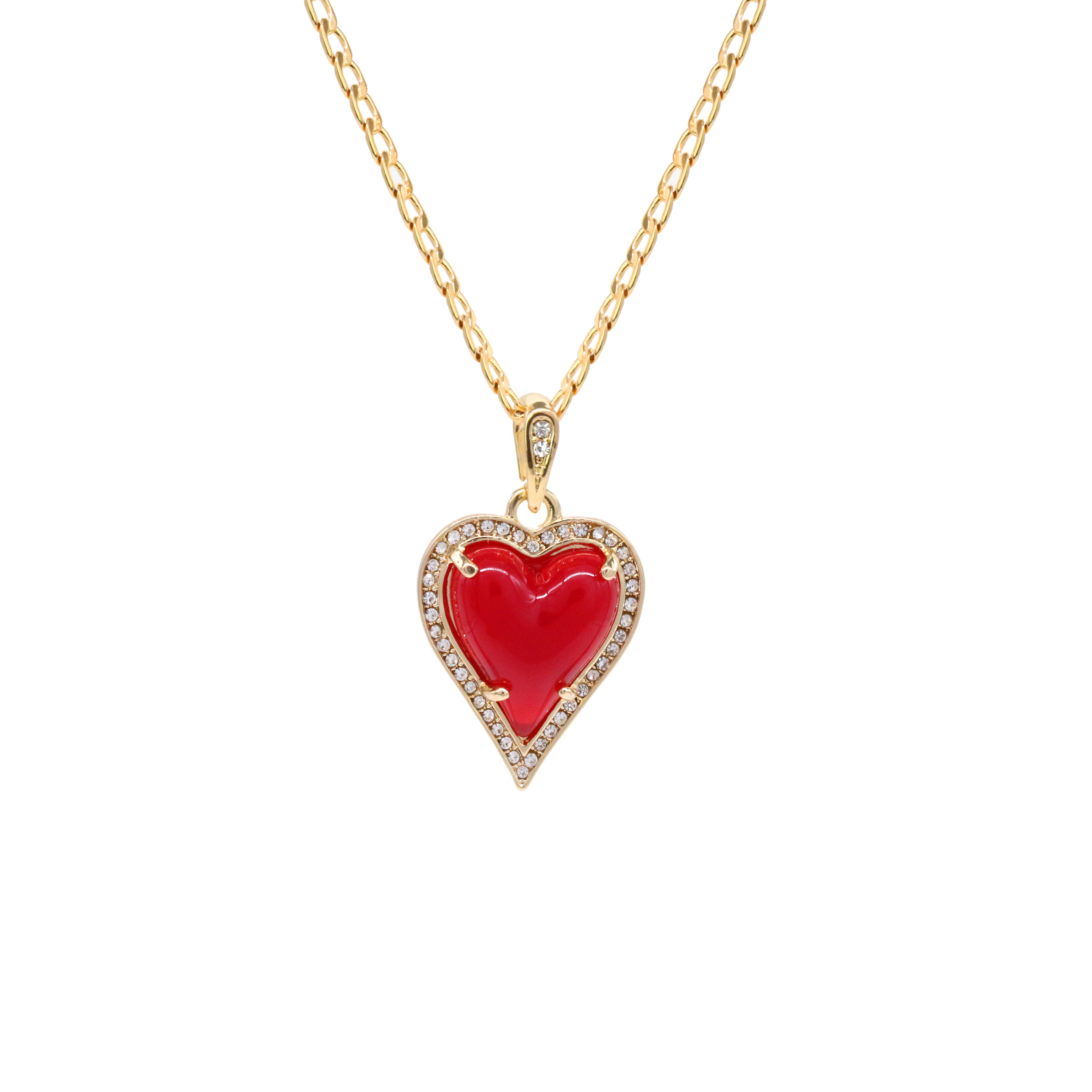 Red Heart Women's Jade Chain Pendant Necklace