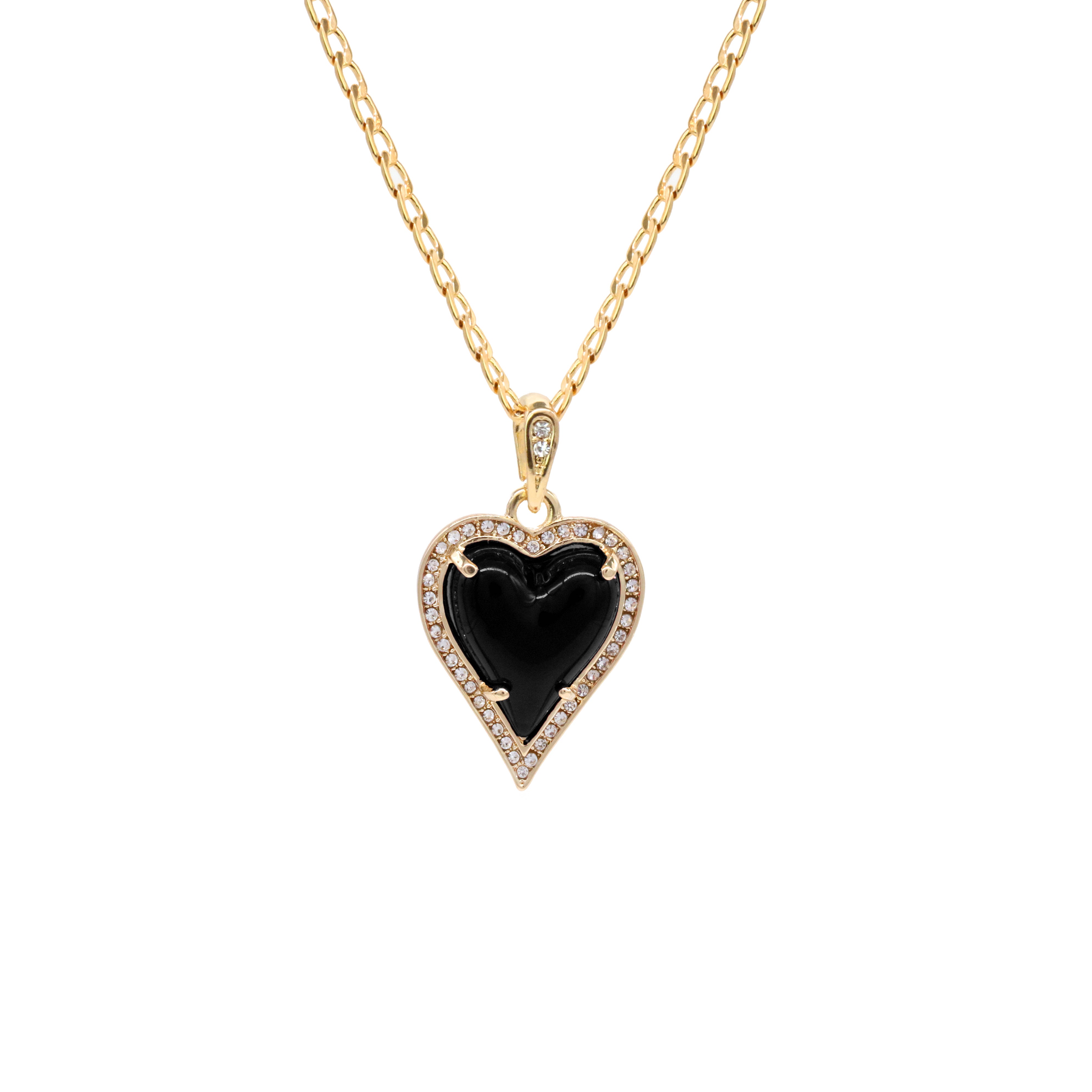 Black Heart Women's Jade Chain Pendant Necklace