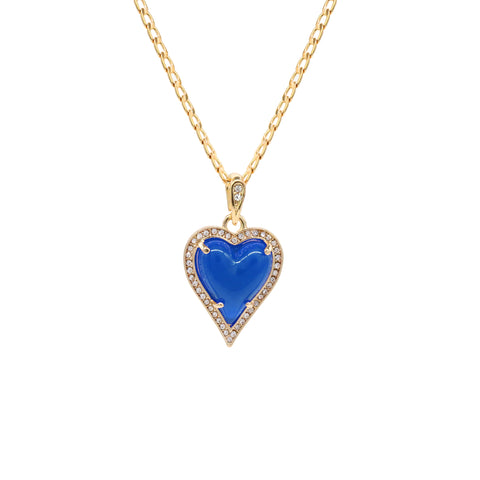 Blue Heart Women's Jade Chain Pendant Necklace