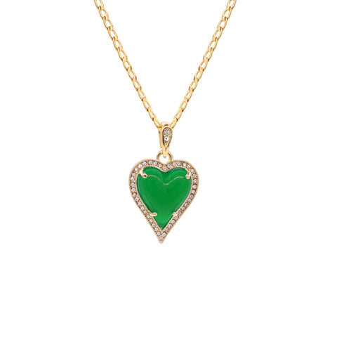 Green Heart Women's Jade Chain Pendant Necklace