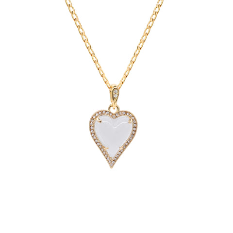 White Heart Women's Jade Chain Pendant Necklace