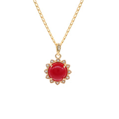 Red Round Women's Jade Chain Pendant Necklace