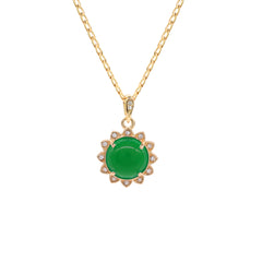 Green Round Women's Jade Chain Pendant Necklace