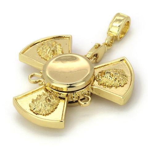 14k Gold Plated Fidget Spinner Pendant with 30" Box Chain