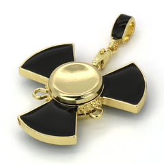 14k Gold/Black Plated Fidget Spinner Pendant with 24" Box Chain