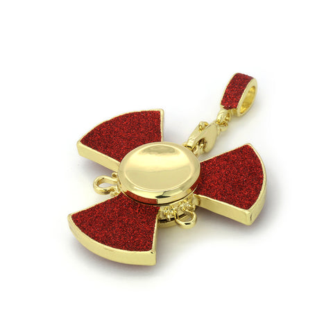14k Gold/Red Plated Fidget Spinner Pendant with 24" Rope Chain