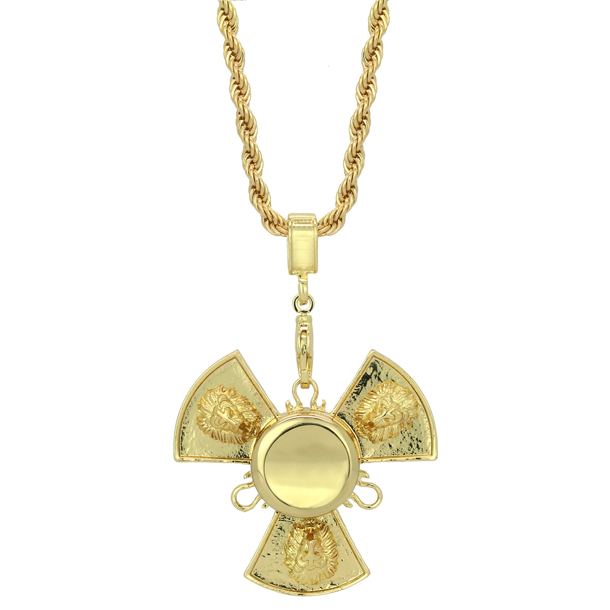 14k Gold Plated Fidget Spinner Pendant with 24" Rope Chain