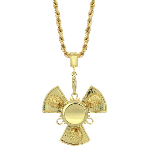14k Gold Plated Fidget Spinner Pendant with 30" Rope Chain