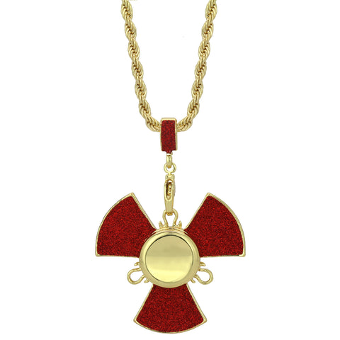 14k Gold/Red Plated Fidget Spinner Pendant with 30" Rope Chain