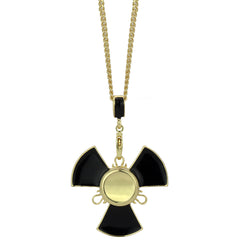 14k Gold/Black Plated Fidget Spinner Pendant with 24" Cuban Chain
