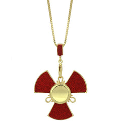 14k Gold/Red Plated Fidget Spinner Pendant with 30" Box Chain