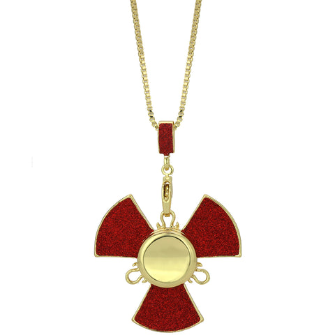 14k Gold/Red Plated Fidget Spinner Pendant with 24" Box Chain