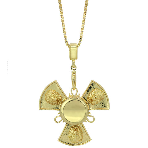 14k Gold Plated Fidget Spinner Pendant with 30" Box Chain