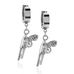 Revolver Hoop Earring White Gold Stainless Steel