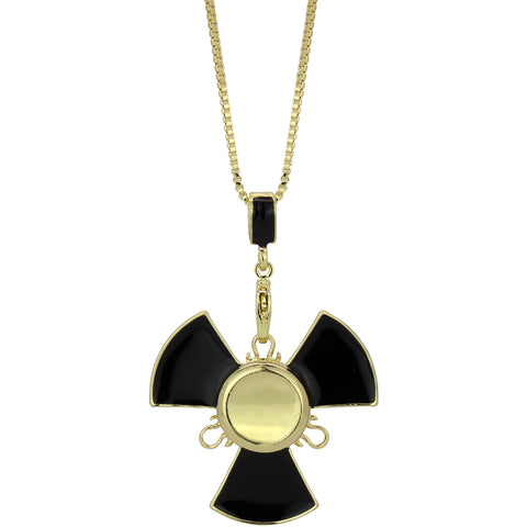 14k Gold/Black Plated Fidget Spinner Pendant with 30" Box Chain