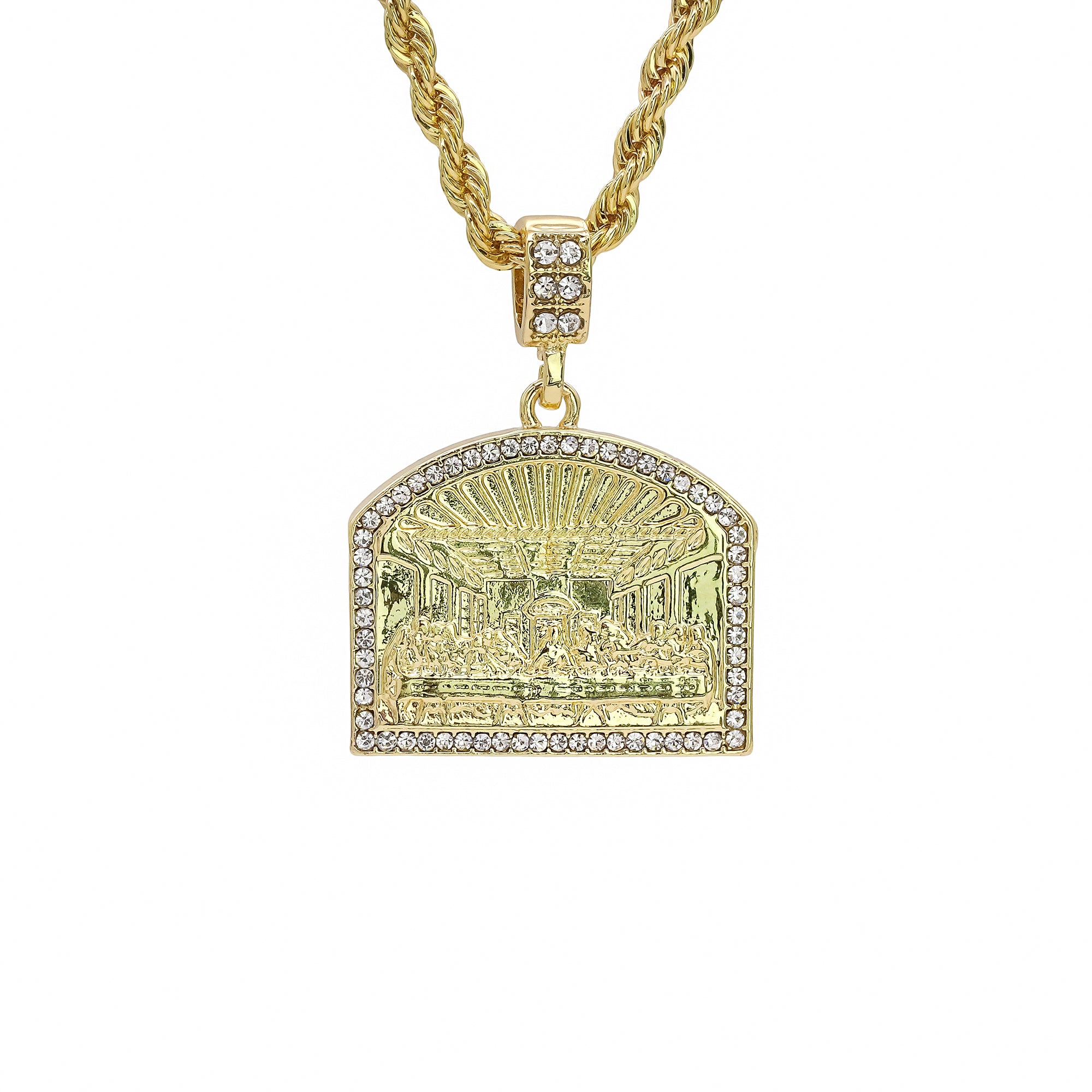 Last Supper Pendant 24" Rope Chain Hip Hop 18k Jewelry Necklace