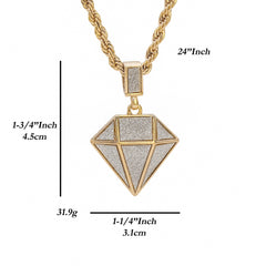 D Shape Stardust Pendant Rope Chain Men's Hip Hop 18k Cz Jewelry Necklace Choker