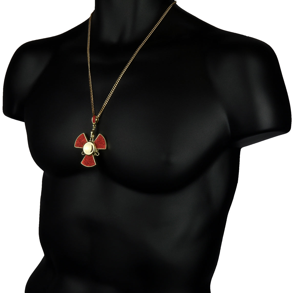 14k Gold/Red Plated Fidget Spinner Pendant with 24" Cuban Chain