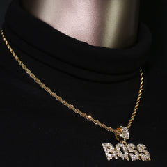 14k Gold Plated Hip-Hop Cz Drip Boss Pendant 20" Choker Rope Chain Necklace