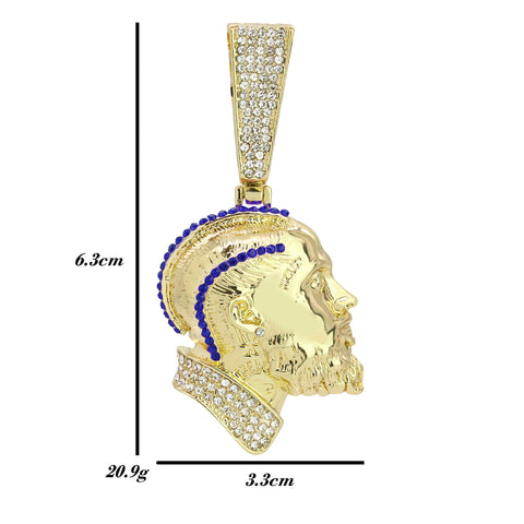 Iced Blue Hussle Pendant Only Jewelry Hip Hop Style 18k Gold Plated
