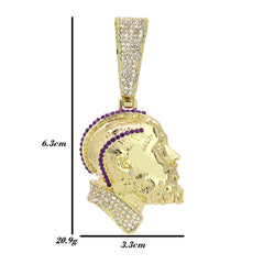 Iced Purple Hussle Pendant Only Jewelry Hip Hop Style 18k Gold Plated