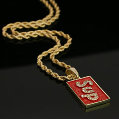 14k Gold Plated Hip-Hop Cz SUP Pendant 20" Choker Rope Chain Necklace