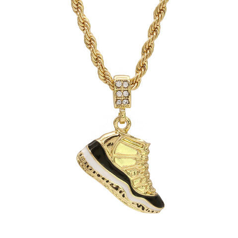 Concord Shoe Pendant 24" Rope Chain Hip Hop 18k Jewelry