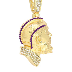 Iced Purple Hussle Pendant Only Jewelry Hip Hop Style 18k Gold Plated