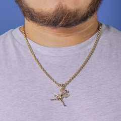 Jump Man Angel Pendant Rope Chain Men's Hip Hop 18k Cz Jewelry Necklace Choker