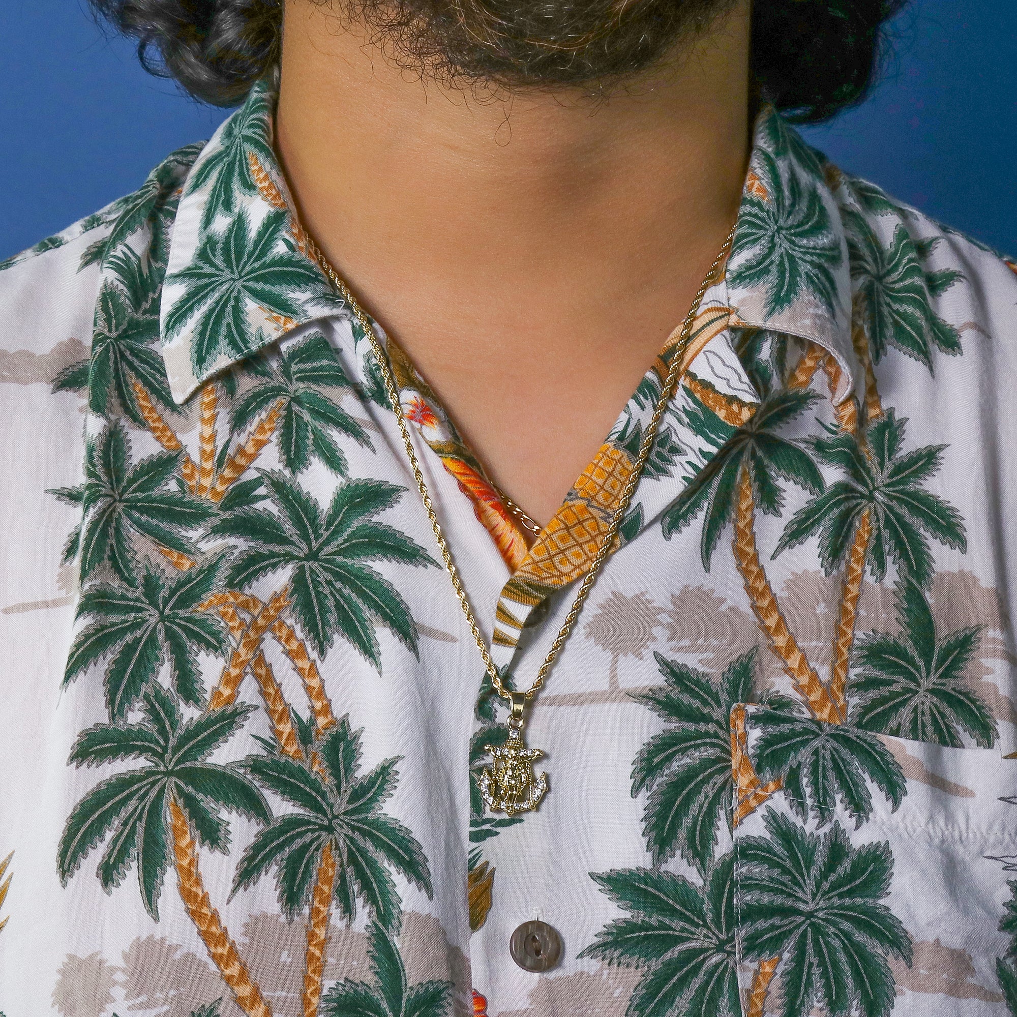 Micro Cz Jesus Anchor Pendant Rope Chain Men's Hip Hop 18k Cz Jewelry Necklace Choker