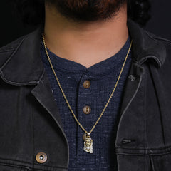Micro Jesus Face Pendant 24" Rope Chain Hip Hop Style 18k Gold PT