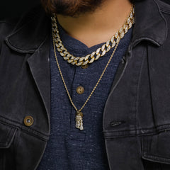 Micro Jesus Face Pendant 24" Rope Chain Hip Hop Style 18k Gold PT