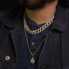 Micro Money bag Pendant 24" Rope Chain Hip Hop Style 18k Gold PT