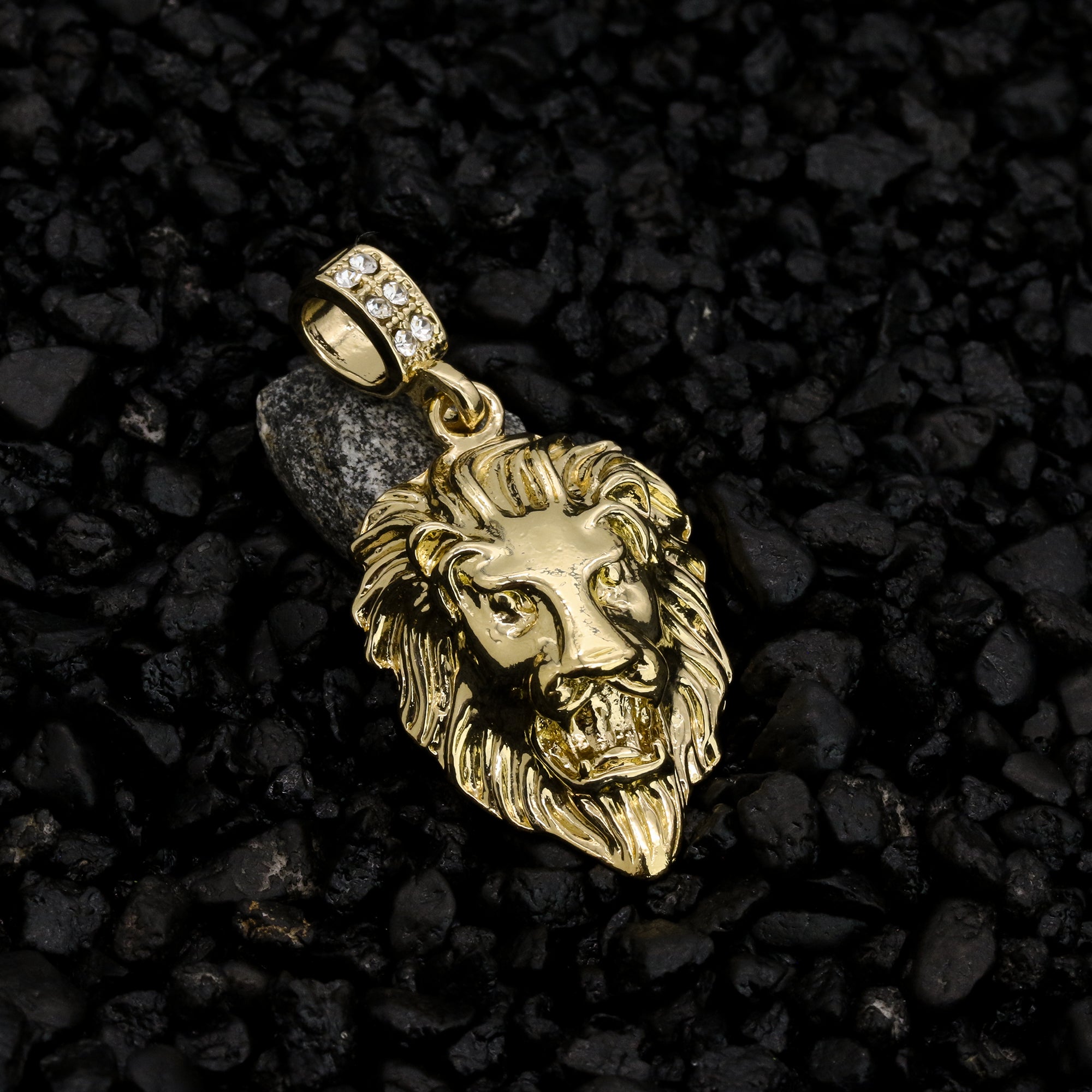 Plain Lion Face Pendant 24" Rope Chain Hip Hop 18k Jewelry
