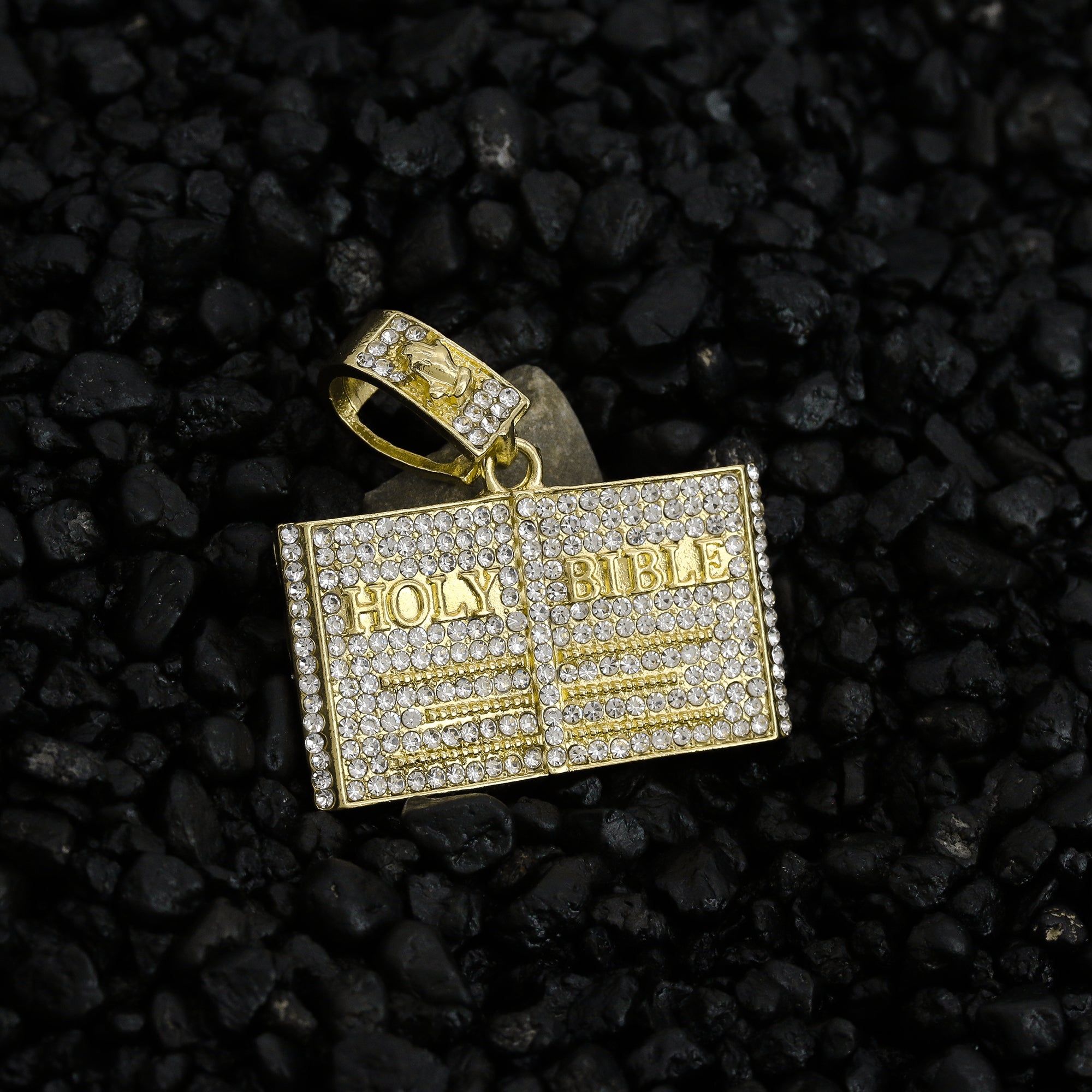 Holy Bible Pendant Rope Chain Men's Hip Hop 18k Cz Jewelry Necklace Choker