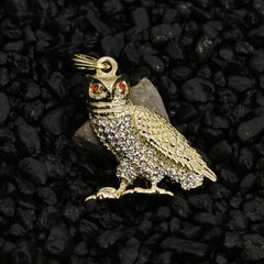 Red Eye Owl Pendant 24" Rope Chain Hip Hop Style 18k Gold Plated Necklace