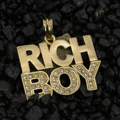 Rich Boy Pendant 24" Rope Chain Hip Hop Style 18k Gold Plated