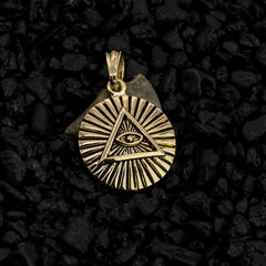 Round All Seeing Eye Pendant 18K 24" Rope Chain Hip Hop Jewelry