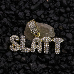 Slatt Word Pendant 24" Rope Chain Hip Hop Style 18k Gold Plated