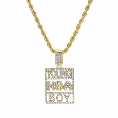 Rectanngle Never Broke Again Pendant Rope Chain Men's Hip Hop 18k Cz Jewelry Necklace